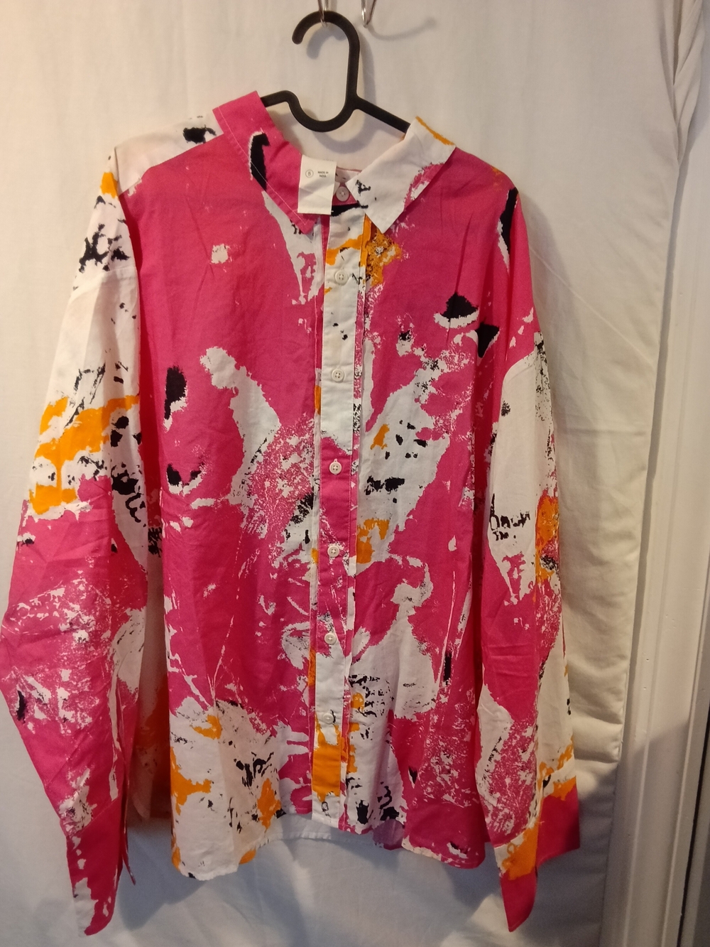RARE SELF Women’s Abstract Pink Orange Button-Up Shirt